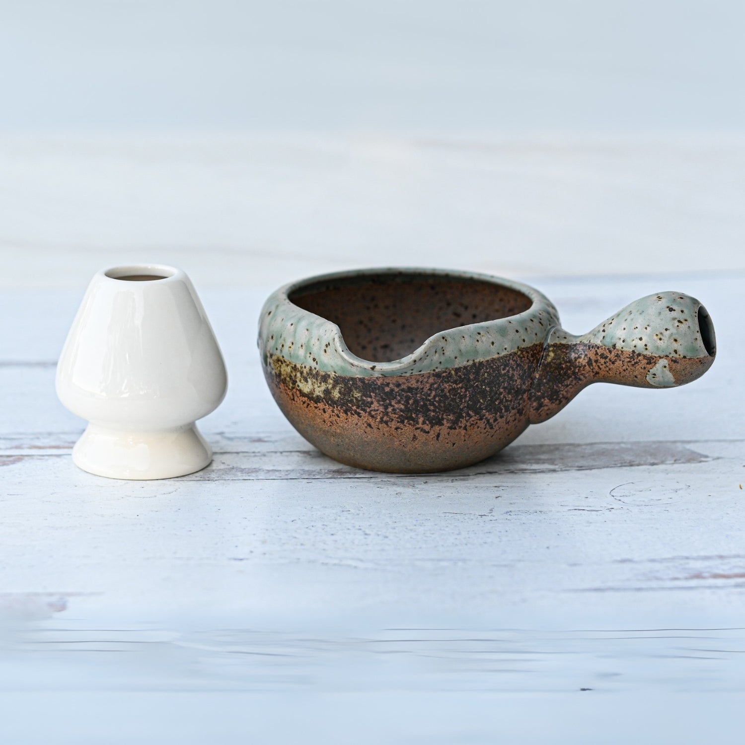 Brown Matcha Bowl with Spout by Aprika Life