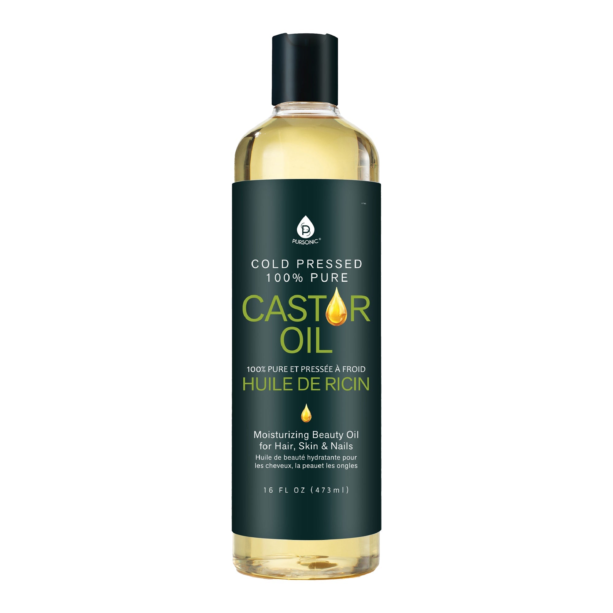 100% Pure Cold Pressed Castor Oil 16 Oz by Pursonic