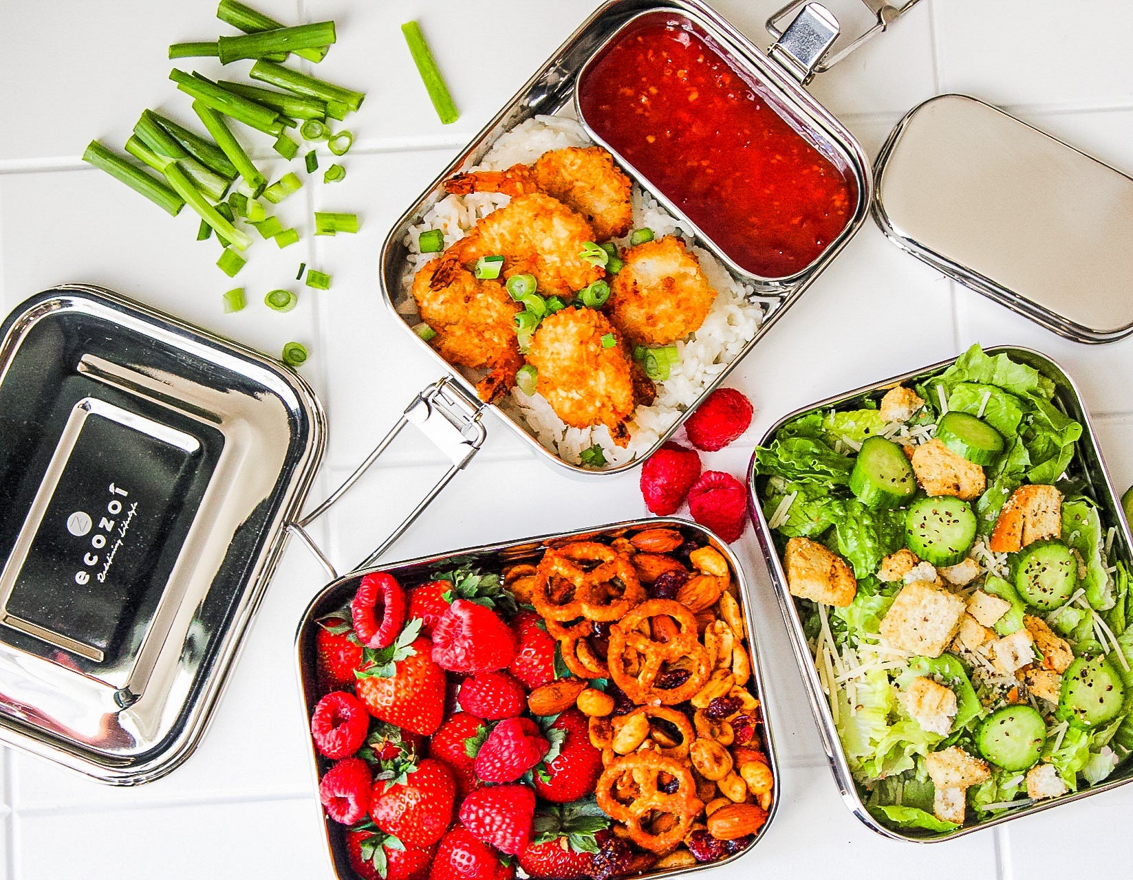 Stainless Steel Lunch Box, 3 Tier Leak Proof, 75 Oz by ecozoi