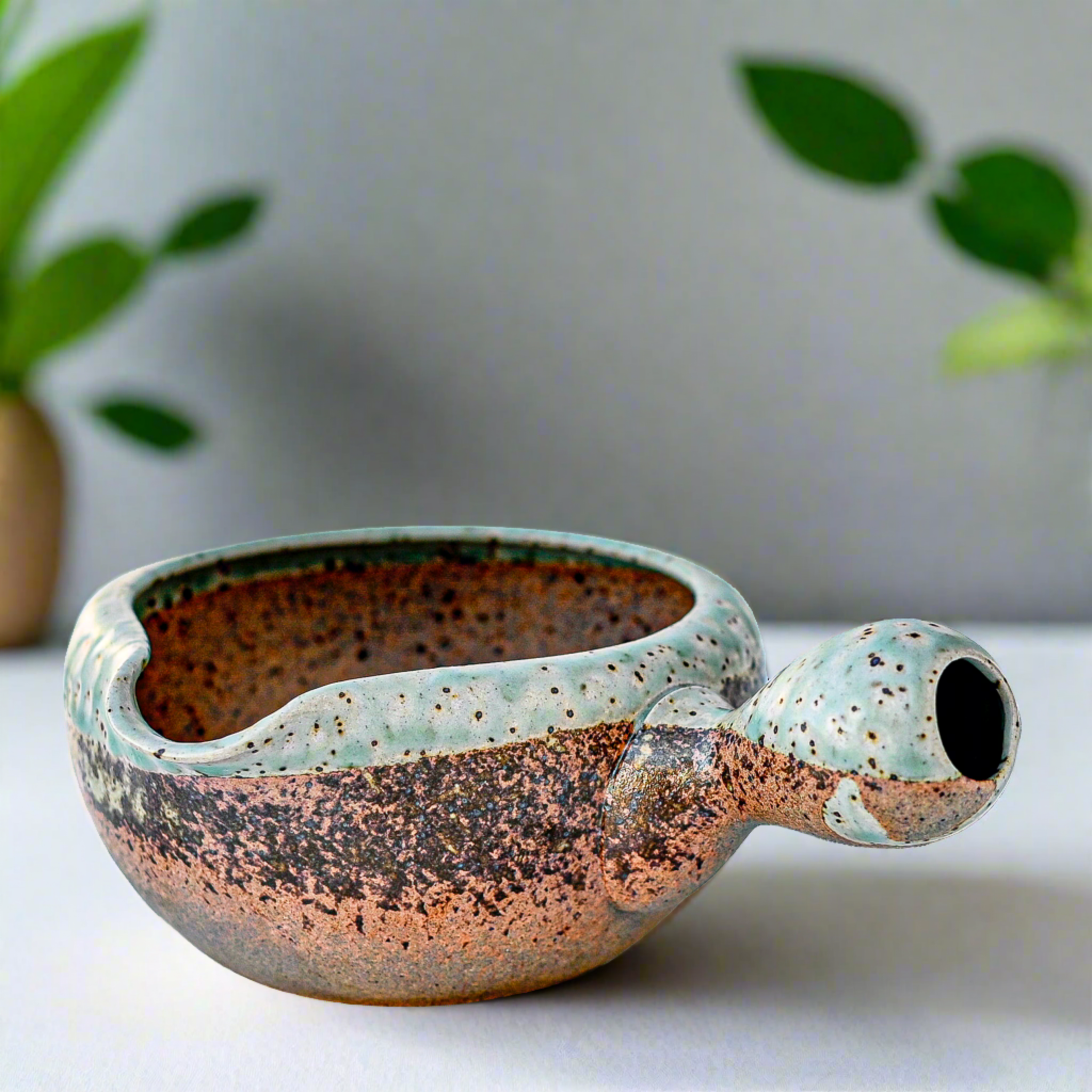 Brown Matcha Bowl with Spout by Aprika Life