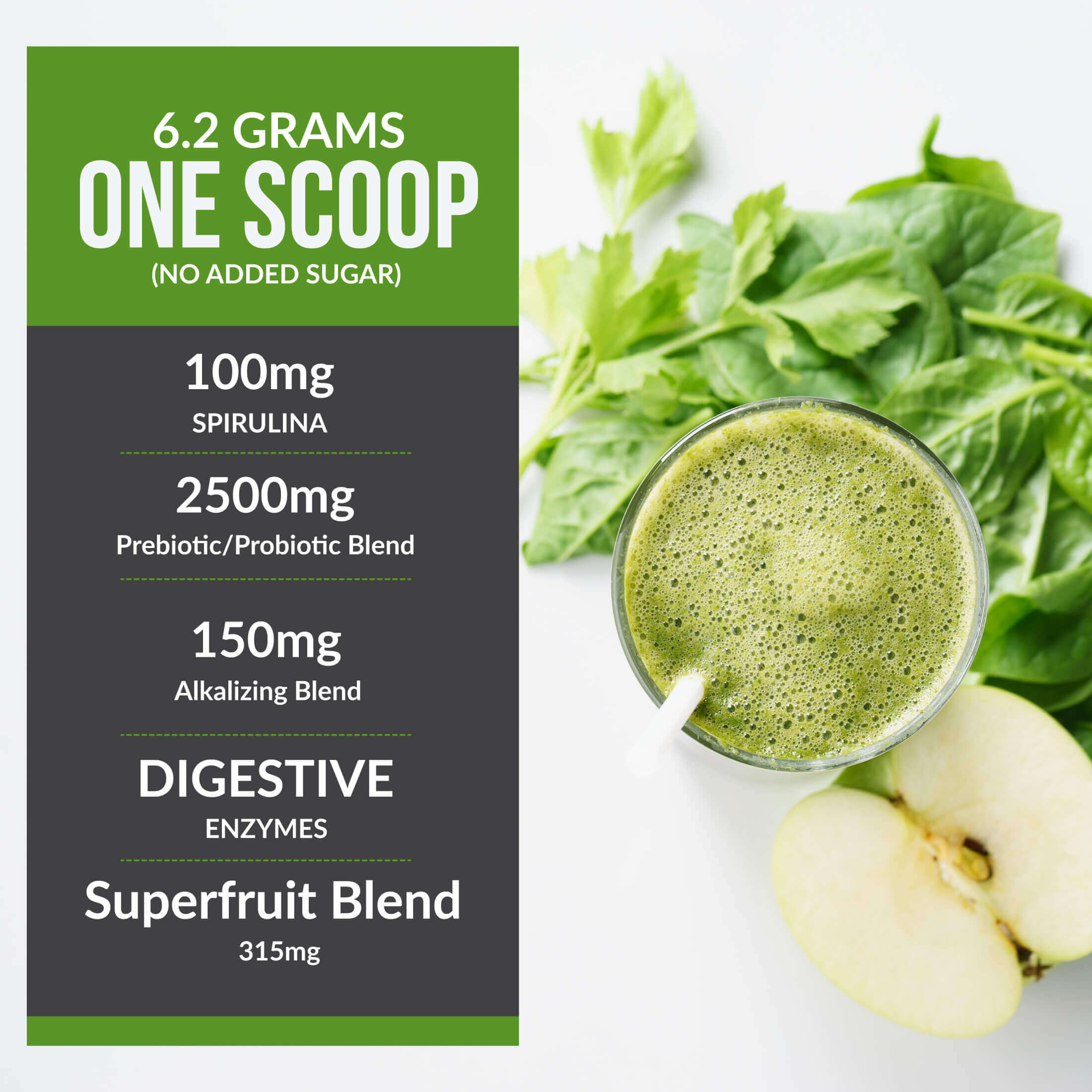 Raw Super Greens Daily Juice Drink With Prebiotic, Probiotic & Digestive Enzymes