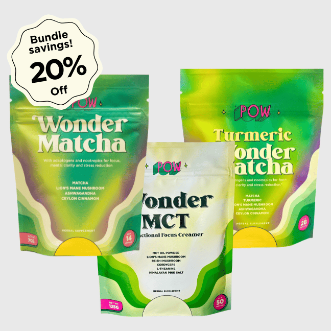 Wonder Trio: Matcha, Turmeric, MCT Focus Creamer (Save 20%) by Pow